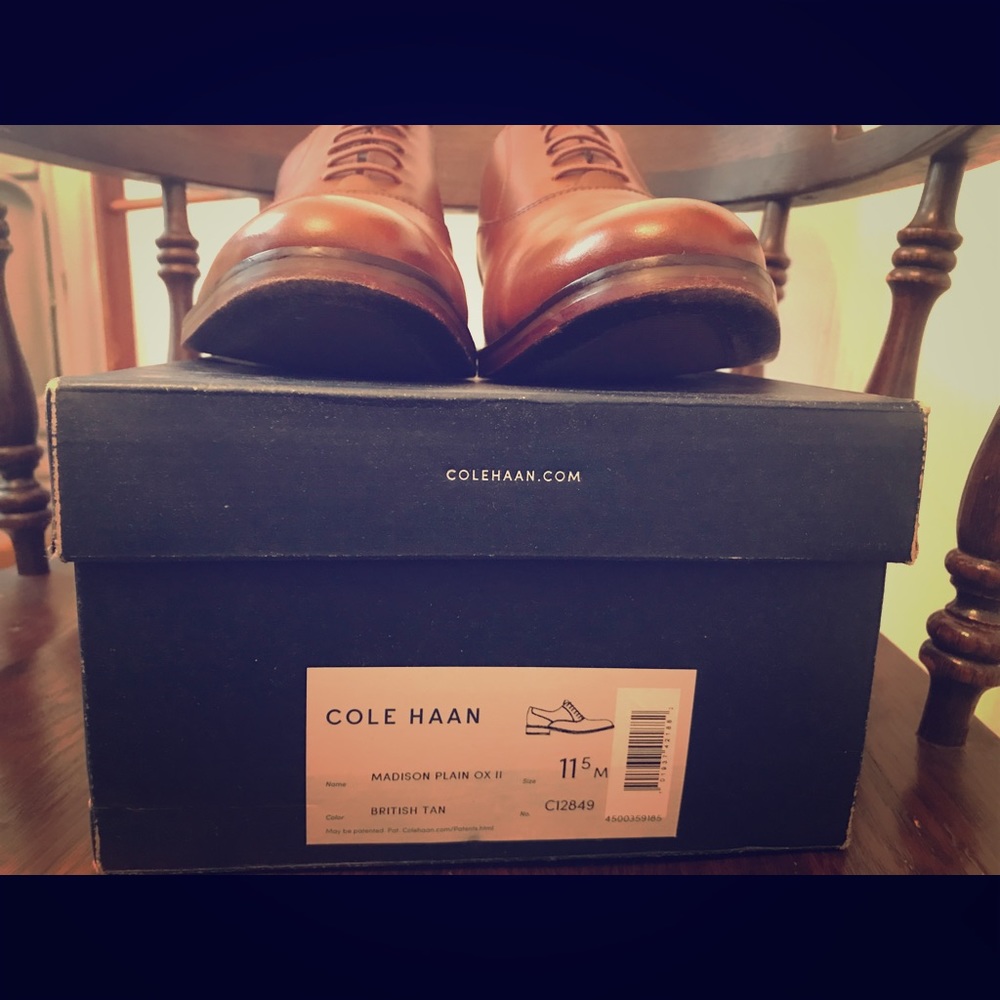 Size 11.5, British Tan, Cole Haan, Madison Ox II